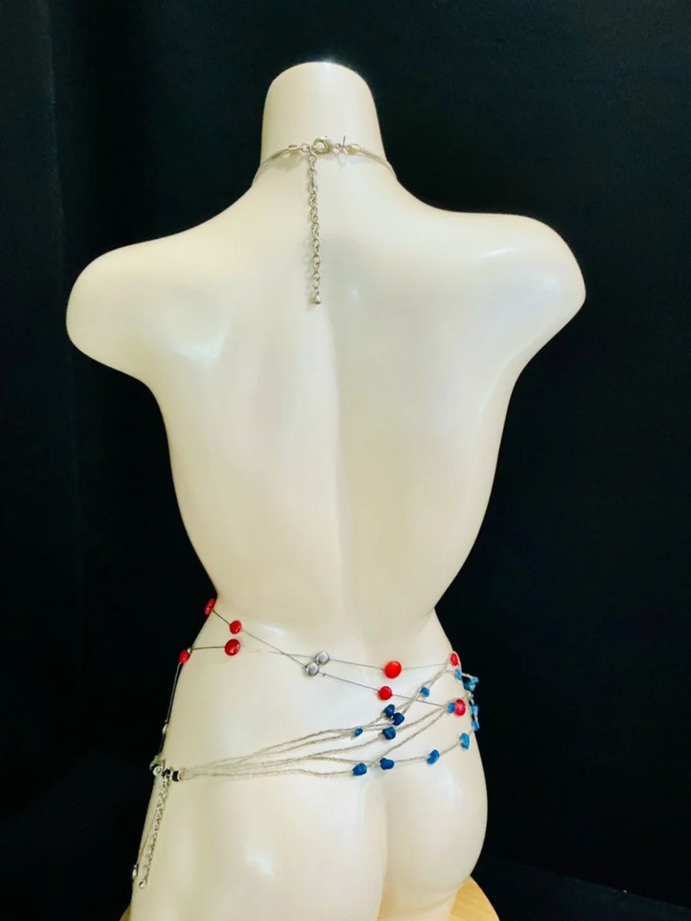 Chico's Multistrand Beaded Necklace in Blue, Red & Yellow Sexy Boho Beach Chic